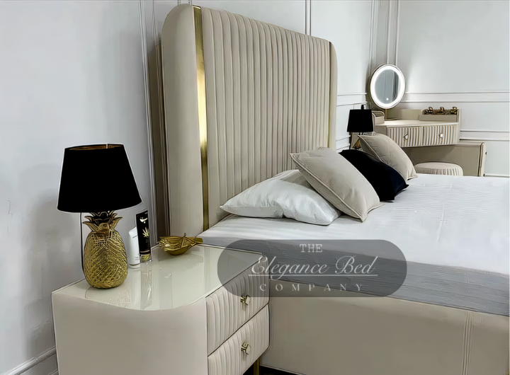 Gold Strip Paneled Upholstered Premium