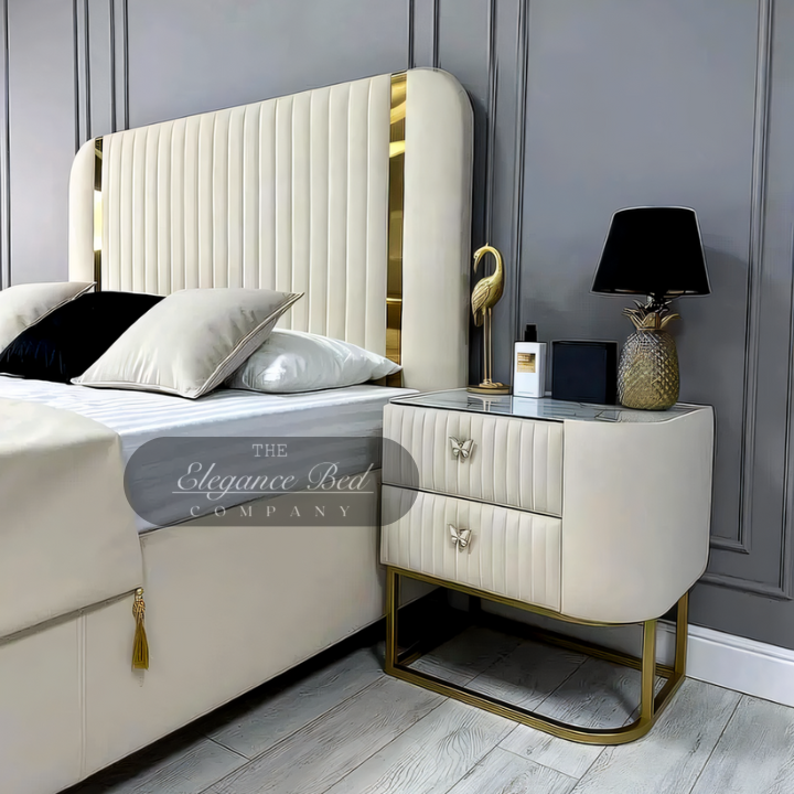 Gold Strip Paneled Upholstered Premium
